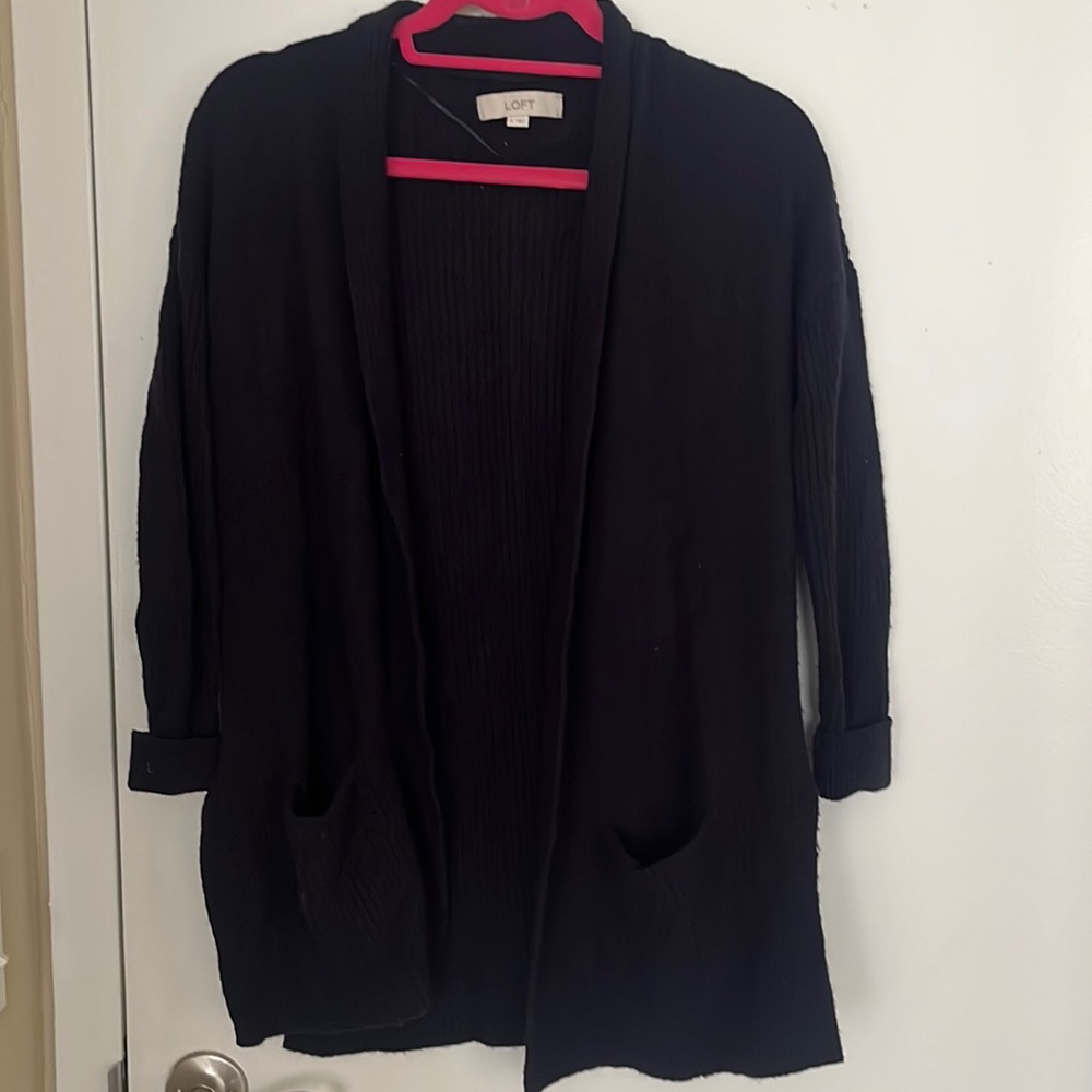 LOFT navy viscose/wool blend cardigan